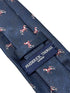navy dark blue herringbone mens tie with thoroughbred horse design